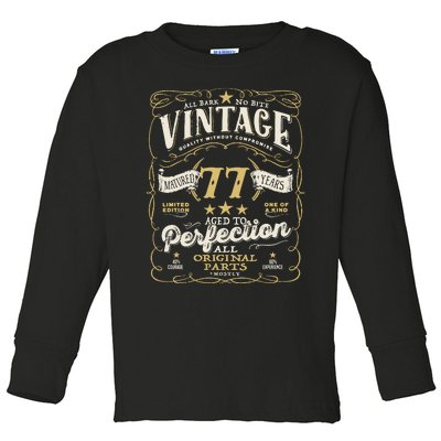 Birthday For Him 77th Birthday Aged To Perfection Toddler Long Sleeve Shirt