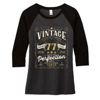 Birthday For Him 77th Birthday Aged To Perfection Women's Tri-Blend 3/4-Sleeve Raglan Shirt