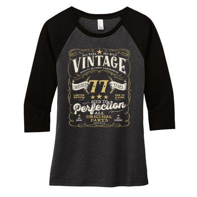 Birthday For Him 77th Birthday Aged To Perfection Women's Tri-Blend 3/4-Sleeve Raglan Shirt