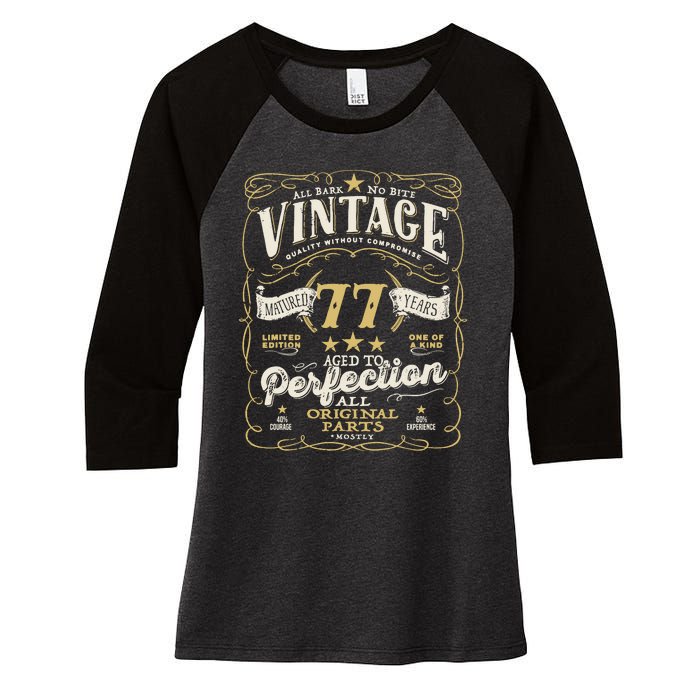 Birthday For Him 77th Birthday Aged To Perfection Women's Tri-Blend 3/4-Sleeve Raglan Shirt