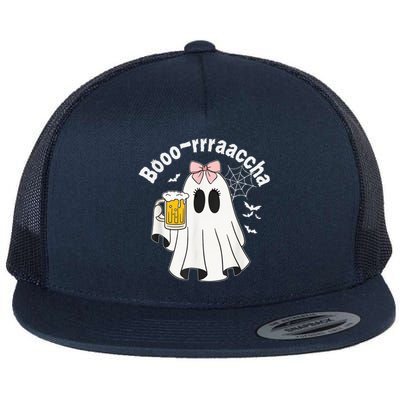 Booracha Funny Halloween Ghost Beer Design Borracha Flat Bill Trucker Hat