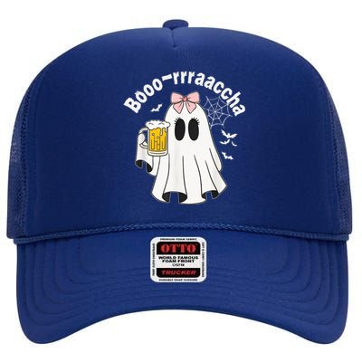 Booracha Funny Halloween Ghost Beer Design Borracha High Crown Mesh Back Trucker Hat