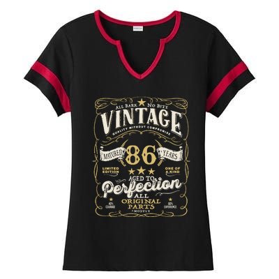 Birthday For Him 86th Birthday Aged To Perfection Ladies Halftime Notch Neck Tee