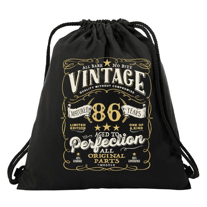 Birthday For Him 86th Birthday Aged To Perfection Drawstring Bag