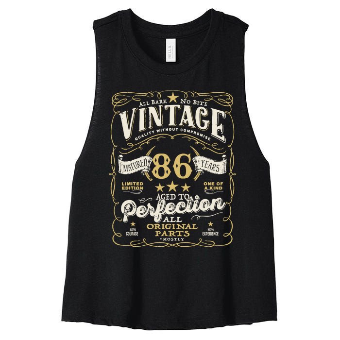 Birthday For Him 86th Birthday Aged To Perfection Women's Racerback Cropped Tank