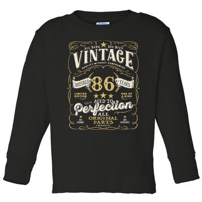 Birthday For Him 86th Birthday Aged To Perfection Toddler Long Sleeve Shirt