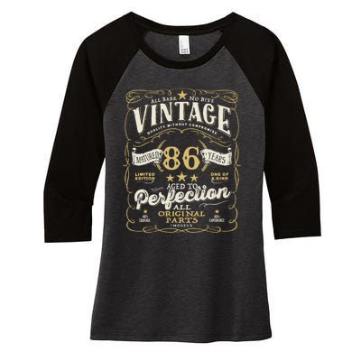 Birthday For Him 86th Birthday Aged To Perfection Women's Tri-Blend 3/4-Sleeve Raglan Shirt