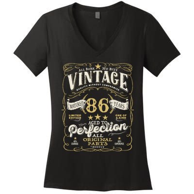 Birthday For Him 86th Birthday Aged To Perfection Women's V-Neck T-Shirt