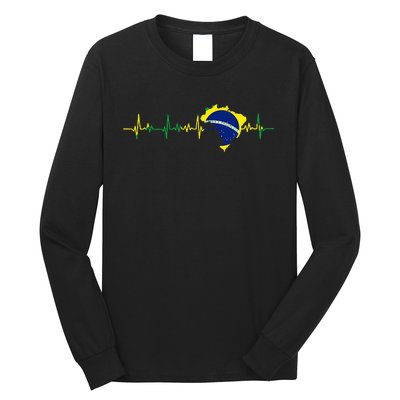 Brazil flag heartbeat Brasil Long Sleeve Shirt