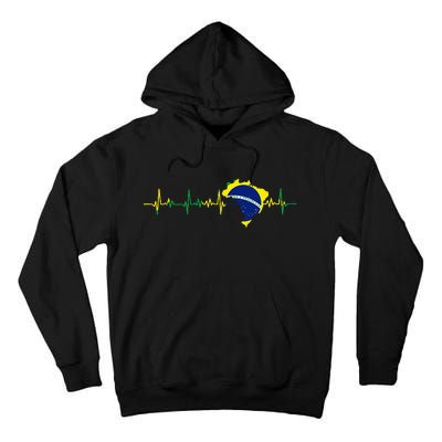 Brazil flag heartbeat Brasil Tall Hoodie