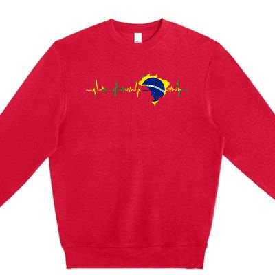 Brazil flag heartbeat Brasil Premium Crewneck Sweatshirt