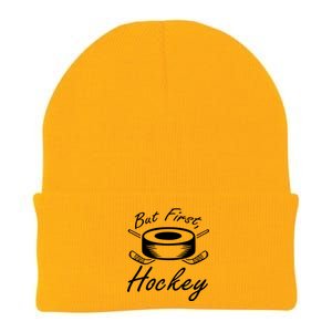 But First Hockey Hockey Stick Gift Knit Cap Winter Beanie