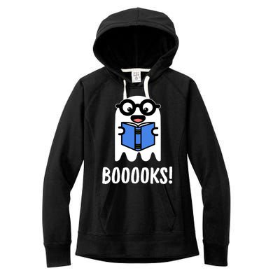 Booooks Funny Halloween Cute Ghost Reading Books Pun Gift Women's Fleece Hoodie