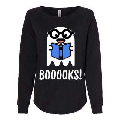 Booooks Funny Halloween Cute Ghost Reading Books Pun Gift Womens California Wash Sweatshirt