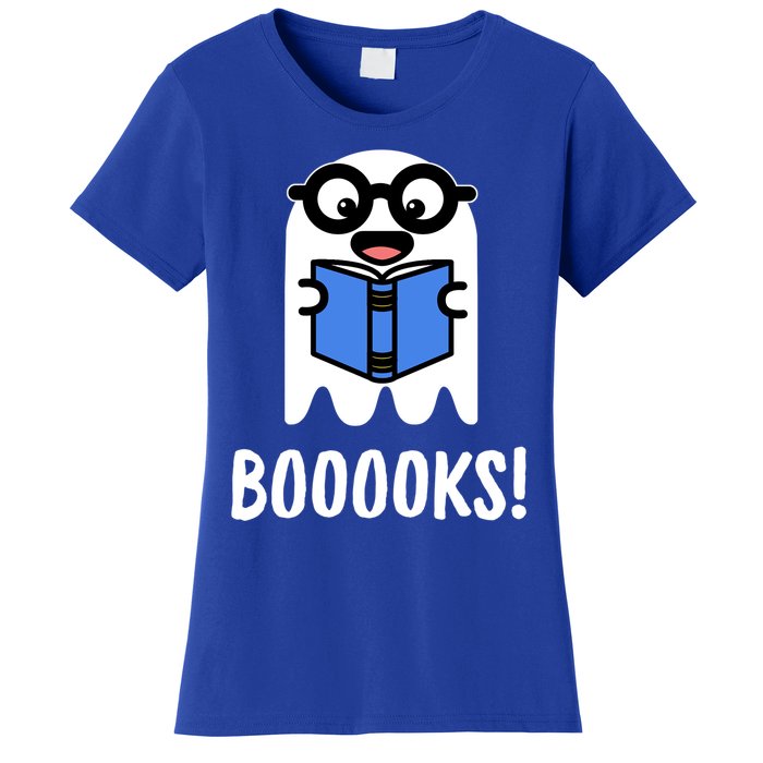 Booooks Funny Halloween Cute Ghost Reading Books Pun Gift Women's T-Shirt