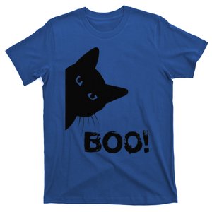 Boo! Funny Hiding Peekaboo Scary Halloween Cat T-Shirt