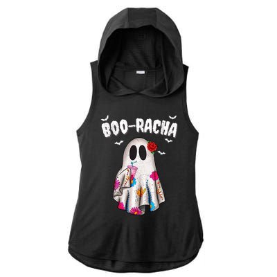 Booracha Funny Halloween Ghost Boo Jee Ghost For Halloween Ladies PosiCharge Tri-Blend Wicking Draft Hoodie Tank