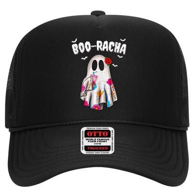 Booracha Funny Halloween Ghost Boo Jee Ghost For Halloween High Crown Mesh Back Trucker Hat