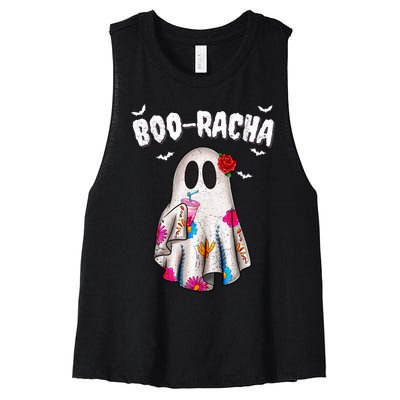 Booracha Funny Halloween Ghost Boo Jee Ghost For Halloween Women's Racerback Cropped Tank