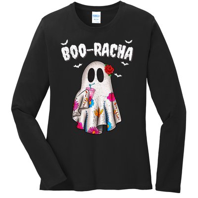 Booracha Funny Halloween Ghost Boo Jee Ghost For Halloween Ladies Long Sleeve Shirt