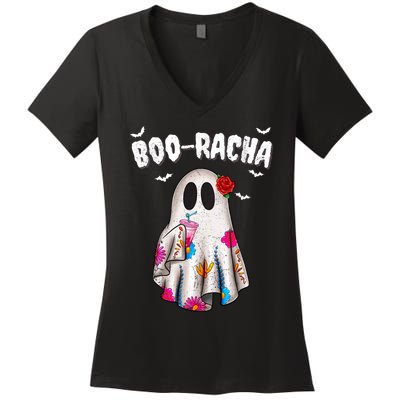 Booracha Funny Halloween Ghost Boo Jee Ghost For Halloween Women's V-Neck T-Shirt