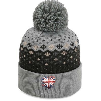 british flag heart King's Coronation. Union Jack Charles The Baniff Cuffed Pom Beanie