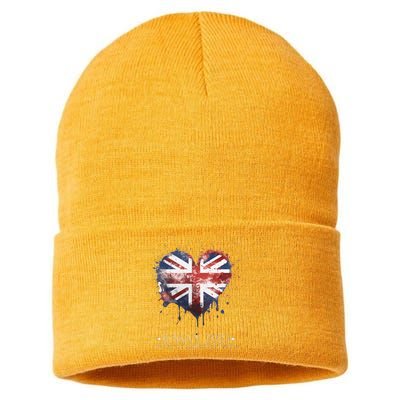 british flag heart King's Coronation. Union Jack Charles Sustainable Knit Beanie