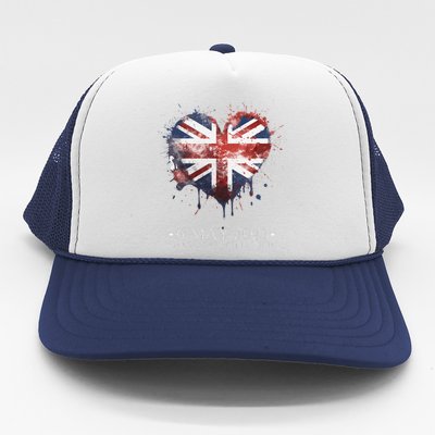 british flag heart King's Coronation. Union Jack Charles Trucker Hat