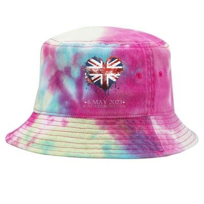 british flag heart King's Coronation. Union Jack Charles Tie-Dyed Bucket Hat