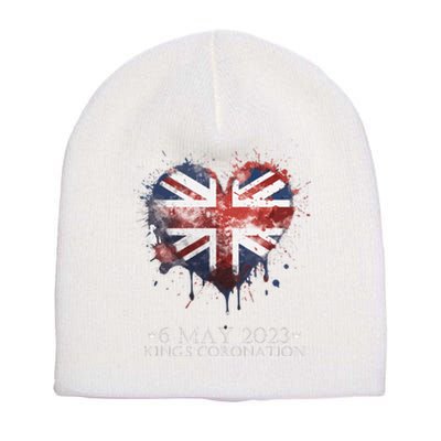 british flag heart King's Coronation. Union Jack Charles Short Acrylic Beanie