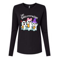 Boorachas Funny Halloween Ghost Drinking Margarita Boo Racha Womens Cotton Relaxed Long Sleeve T-Shirt