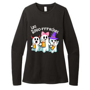 Boorachas Funny Halloween Ghost Drinking Margarita Boo Racha Womens CVC Long Sleeve Shirt