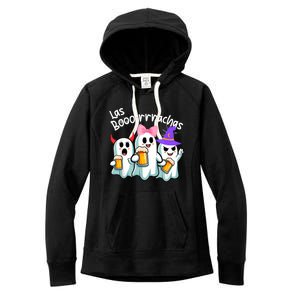 Boorachas Funny Halloween Ghost Drinking Margarita Boo Racha Women's Fleece Hoodie