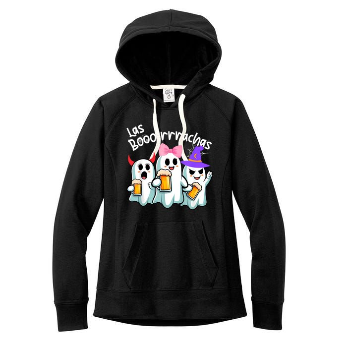 Boorachas Funny Halloween Ghost Drinking Margarita Boo Racha Women's Fleece Hoodie