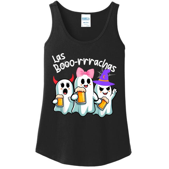 Boorachas Funny Halloween Ghost Drinking Margarita Boo Racha Ladies Essential Tank