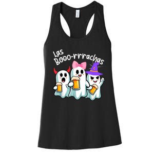 Boorachas Funny Halloween Ghost Drinking Margarita Boo Racha Women's Racerback Tank