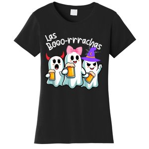 Boorachas Funny Halloween Ghost Drinking Margarita Boo Racha Women's T-Shirt