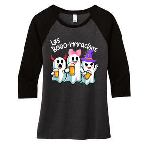 Boorachas Funny Halloween Ghost Drinking Margarita Boo Racha Women's Tri-Blend 3/4-Sleeve Raglan Shirt