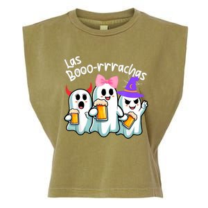 Boorachas Funny Halloween Ghost Drinking Margarita Boo Racha Garment-Dyed Women's Muscle Tee