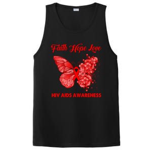 Butterfly Faith Hope Love Red Ribbon Hiv Aids Day Warrior Gift PosiCharge Competitor Tank