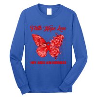 Butterfly Faith Hope Love Red Ribbon Hiv Aids Day Warrior Gift Long Sleeve Shirt