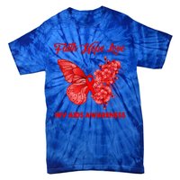 Butterfly Faith Hope Love Red Ribbon Hiv Aids Day Warrior Gift Tie-Dye T-Shirt