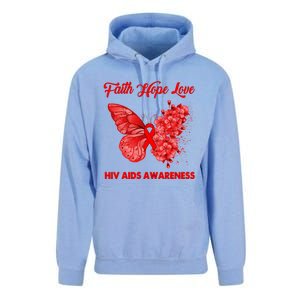 Butterfly Faith Hope Love Red Ribbon Hiv Aids Day Warrior Gift Unisex Surf Hoodie