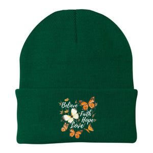 Believe Faith Hope Love Monarch Butterfly Gift Knit Cap Winter Beanie