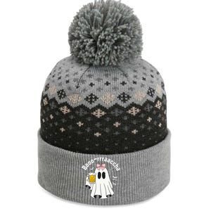 Booracha Funny Halloween Ghost Beer Design Borracha The Baniff Cuffed Pom Beanie