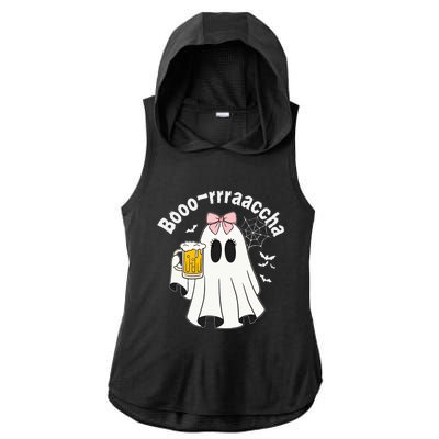 Booracha Funny Halloween Ghost Beer Design Borracha Ladies PosiCharge Tri-Blend Wicking Draft Hoodie Tank