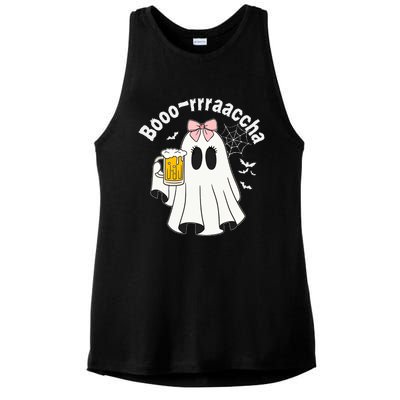 Booracha Funny Halloween Ghost Beer Design Borracha Ladies PosiCharge Tri-Blend Wicking Tank