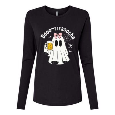 Booracha Funny Halloween Ghost Beer Design Borracha Womens Cotton Relaxed Long Sleeve T-Shirt