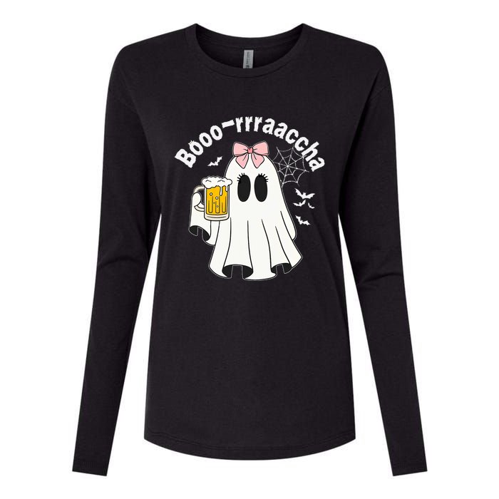 Booracha Funny Halloween Ghost Beer Design Borracha Womens Cotton Relaxed Long Sleeve T-Shirt