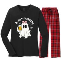 Booracha Funny Halloween Ghost Beer Design Borracha Women's Long Sleeve Flannel Pajama Set 